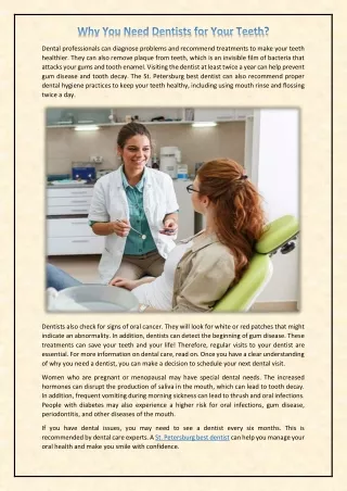 dental professionals can diagnose problems