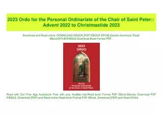 PDF) 2023 Ordo for the Personal Ordinariate of the Chair of Saint Peter Advent 2022 to Christmastide 2023 (Epub Kindle)