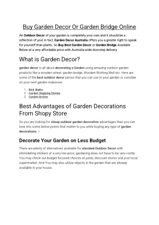 Buy Garden Decor Or Garden Bridge Online