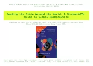 ((Read_[PDF])) Reading the Bible Around the World A StudentÃ¢Â€Â™s Guide to Global Hermeneutics READ PDF EBOOK