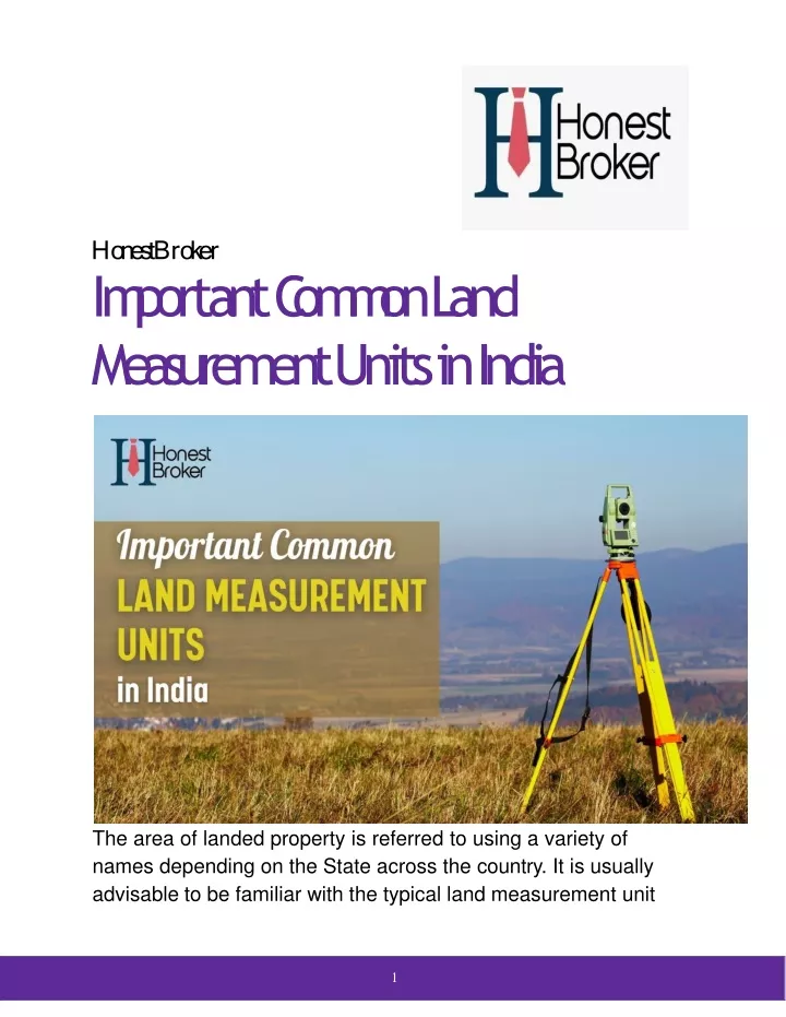 i m p o r t an t c o m m o n l a n d measurement units in india