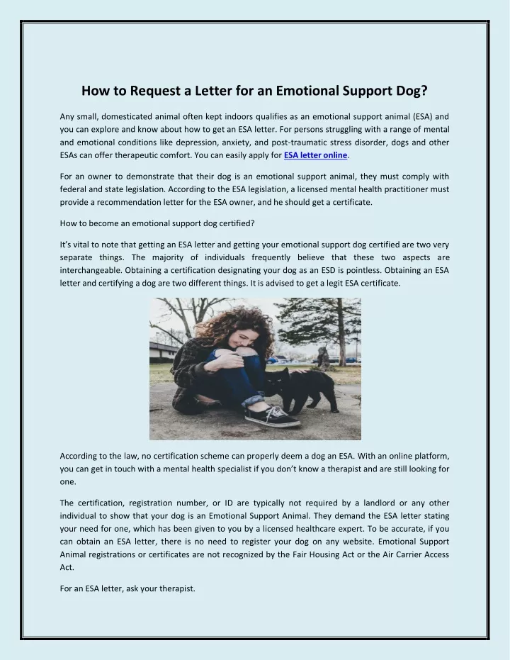how to request a letter for an emotional support
