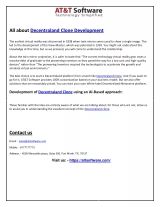Attsoftware Decentraland Clone Development