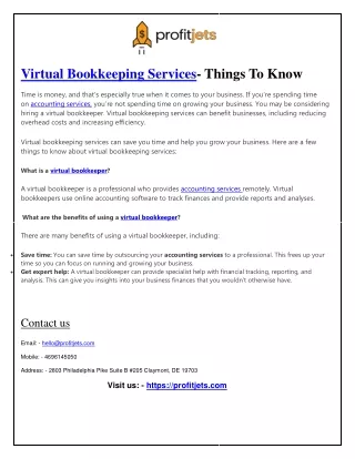 Profitjets Virtual Bookkeeping Services