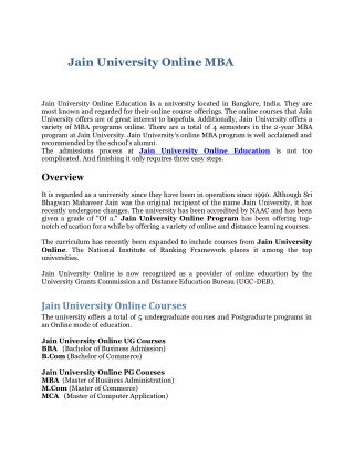 jain university online mba