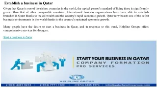 establish a business in qatar given that qatar