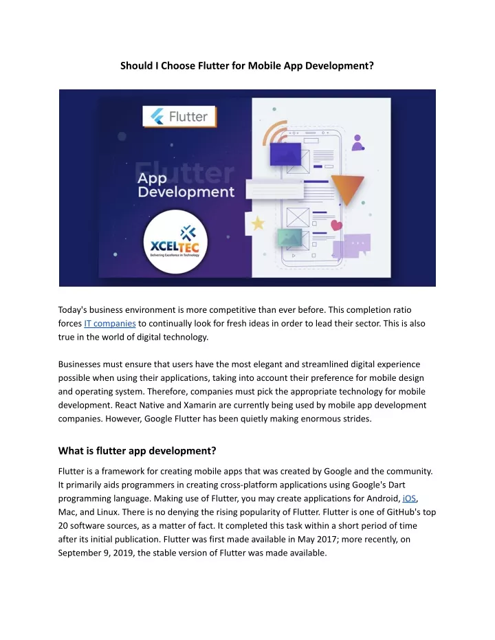 should i choose flutter for mobile app development