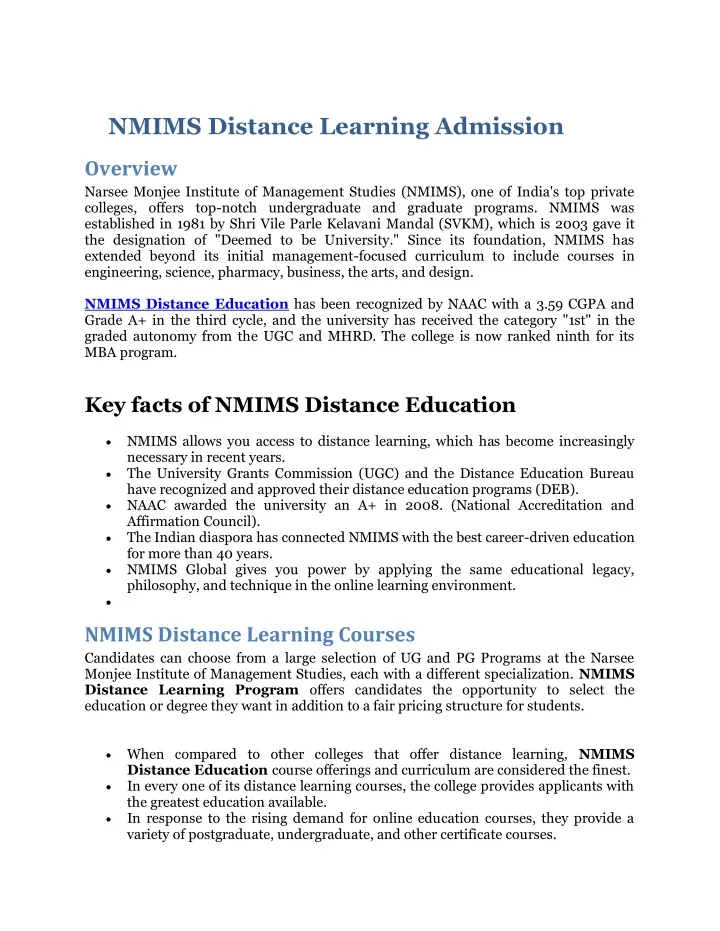 nmims distance learning admission