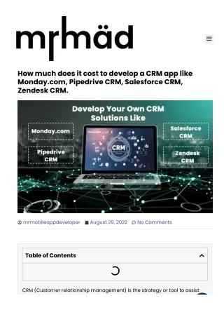 Cost to develop a CRM app like Monday.com, Pipedrive CRM, Salesforce CRM,