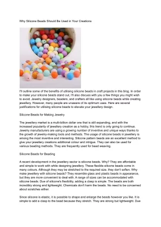 Why Silicone Beads Should Be Used in Your Creations