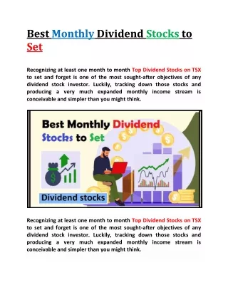 Best Monthly Dividend Stocks to Set