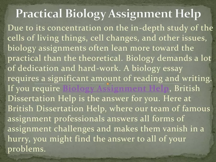 practical biology assignment help
