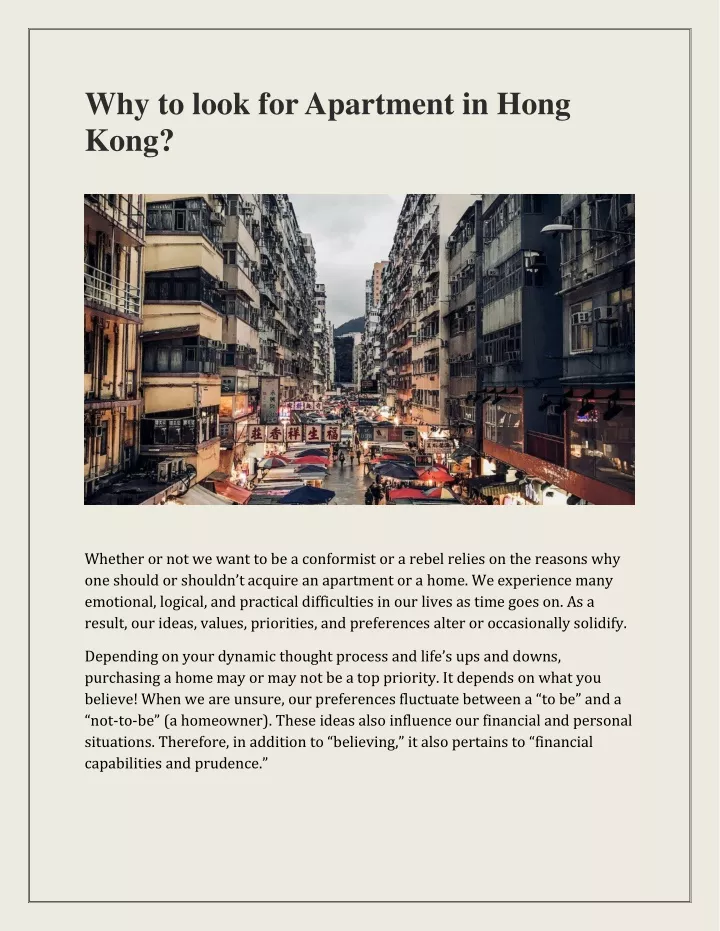why to look for apartment in hong kong