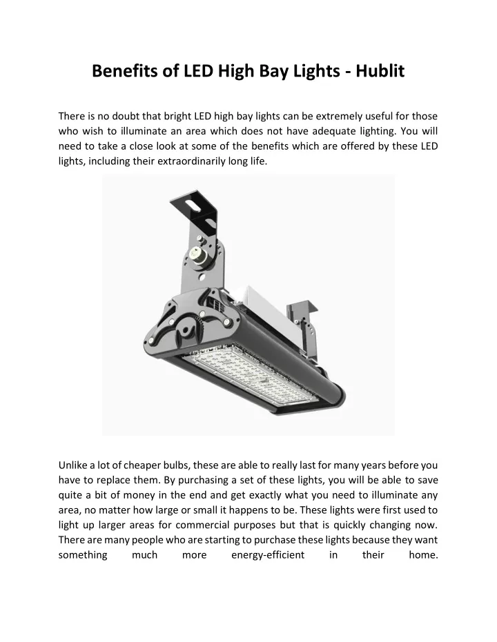 benefits of led high bay lights hublit