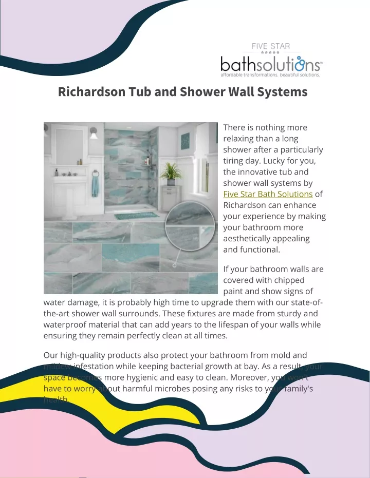 date richardson tub and shower wall systems