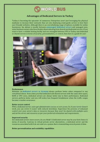 advantages of dedicated servers in turkey turkey