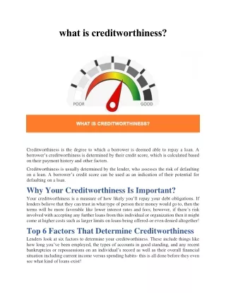 what is creditworthiness