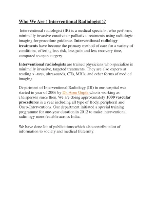 who we are interventional radiologist
