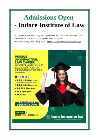 Admissions Open - Indore Institute of Law