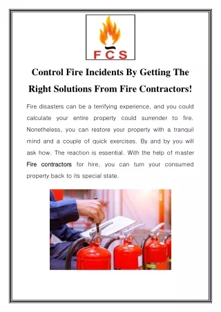 control fire incidents by getting the