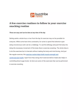 a few exercise routines to follow in your