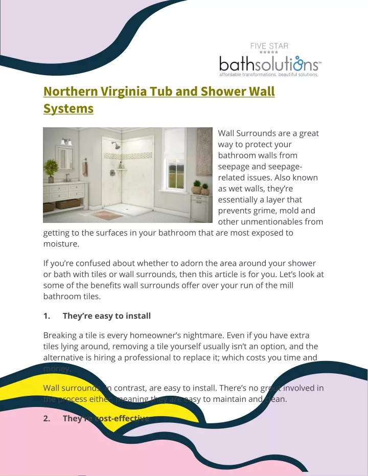 northern virginia tub and shower wall systems