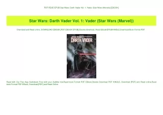 PDF READ EPUB Star Wars Darth Vader Vol. 1 Vader (Star Wars (Marvel)) [EBOOK]