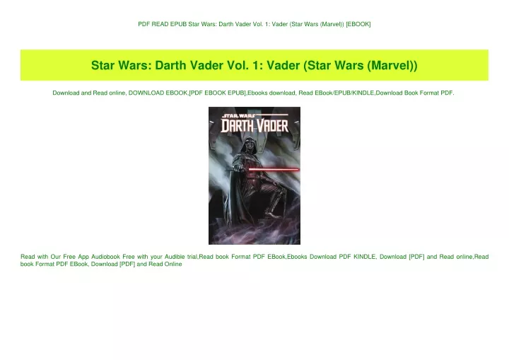 pdf read epub star wars darth vader vol 1 vader