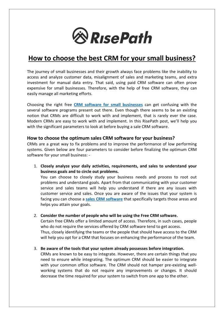 how to choose the best crm for your small business