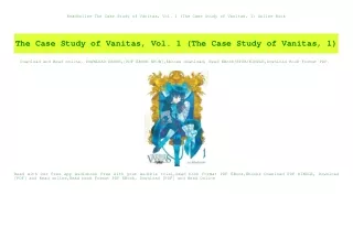 ReadOnline The Case Study of Vanitas  Vol. 1 (The Case Study of Vanitas  1) Online Book