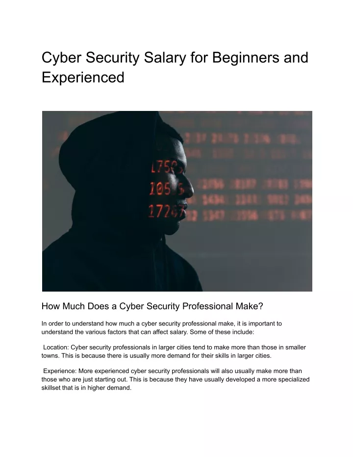 cyber security salary for beginners