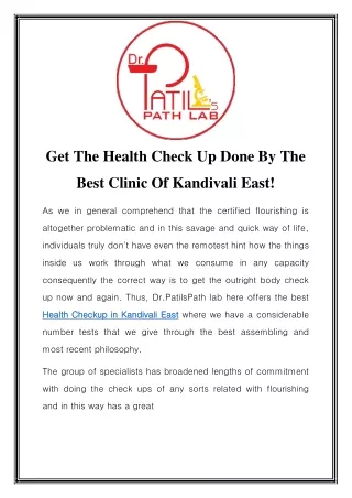 get the health check up done by the
