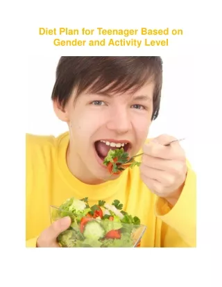 Diet Plan for Teenager Based on Gender and Activity Level