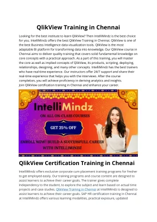 QlikView Training in Chennai