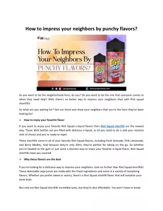 How to impress your neighbors by punchy flavors