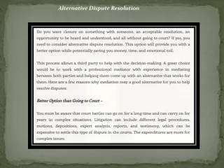 alternative dispute resolution