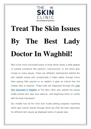 Lady Skin Specialist in Waghbil Call-8291699161