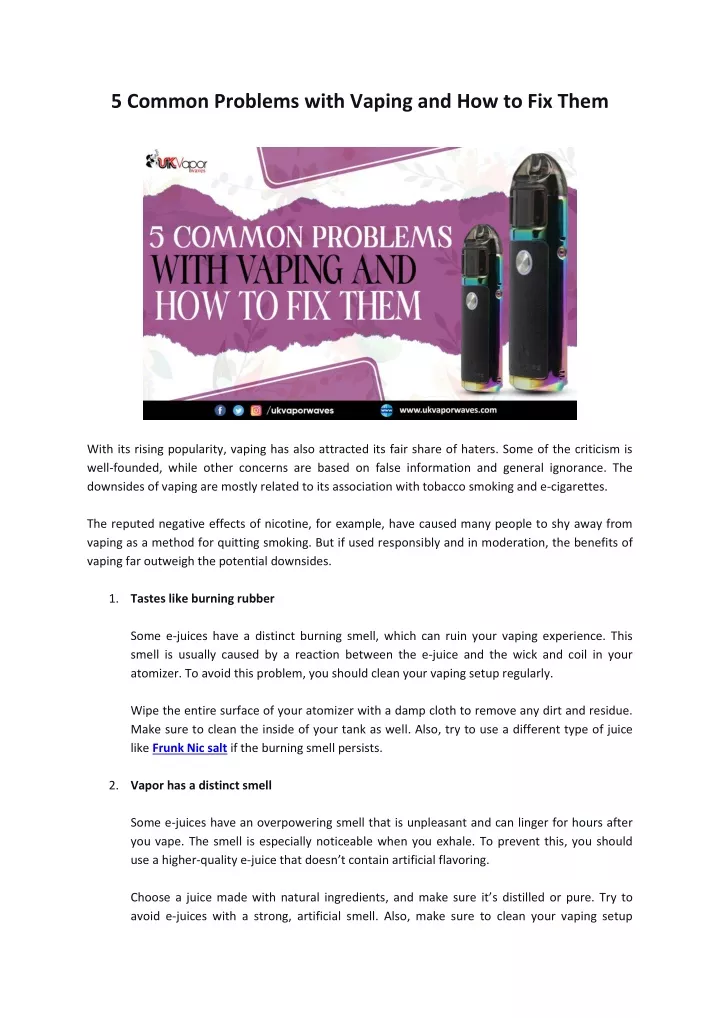 5 common problems with vaping and how to fix them