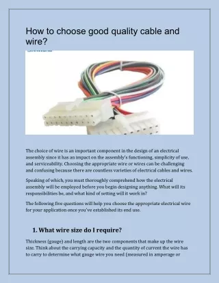 How to choose good quality cable and wire