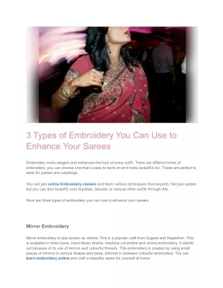 3 Types of Embroidery You Can Use to Enhance Your Sarees