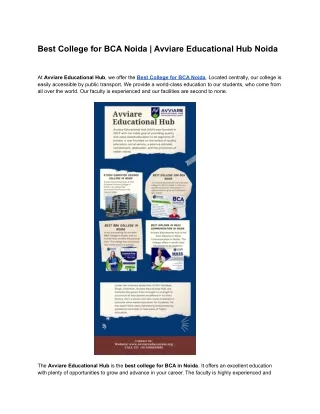 Best College for BCA Noida | Avviare Educational Hub Noida