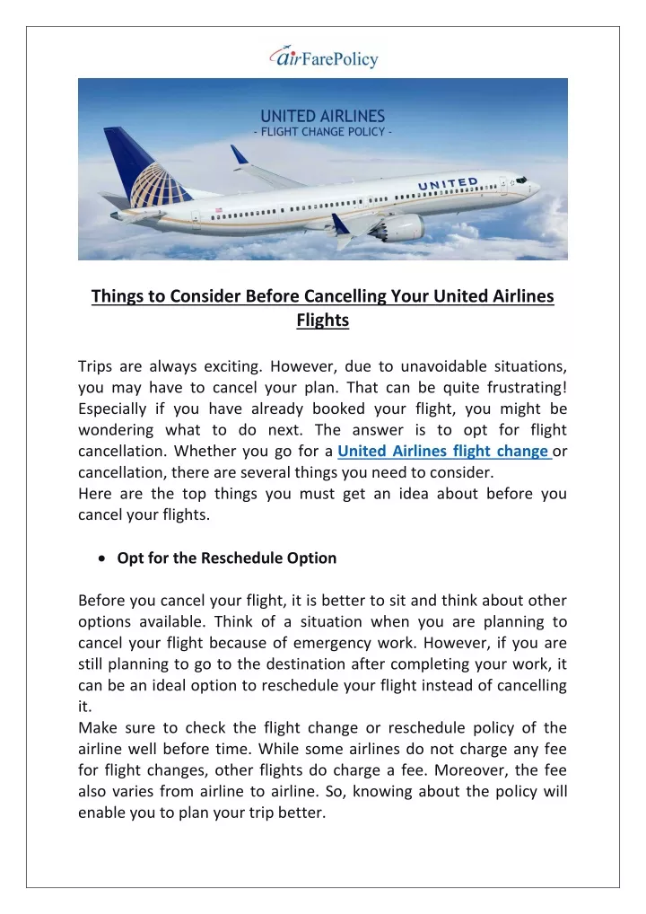 things to consider before cancelling your united