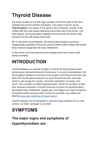 ayurvedic medicine for thyroid disease