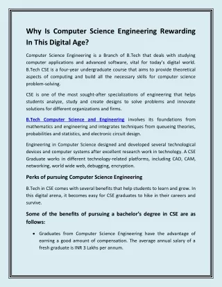 Why Is Computer Science Engineering Rewarding In This Digital Age