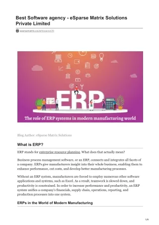 The role of ERP systems in modern manufacturing world