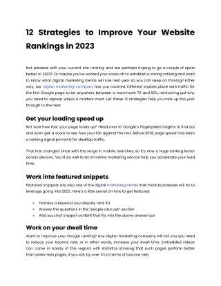 12 Strategies to Improve Your Website Rankings in 2023