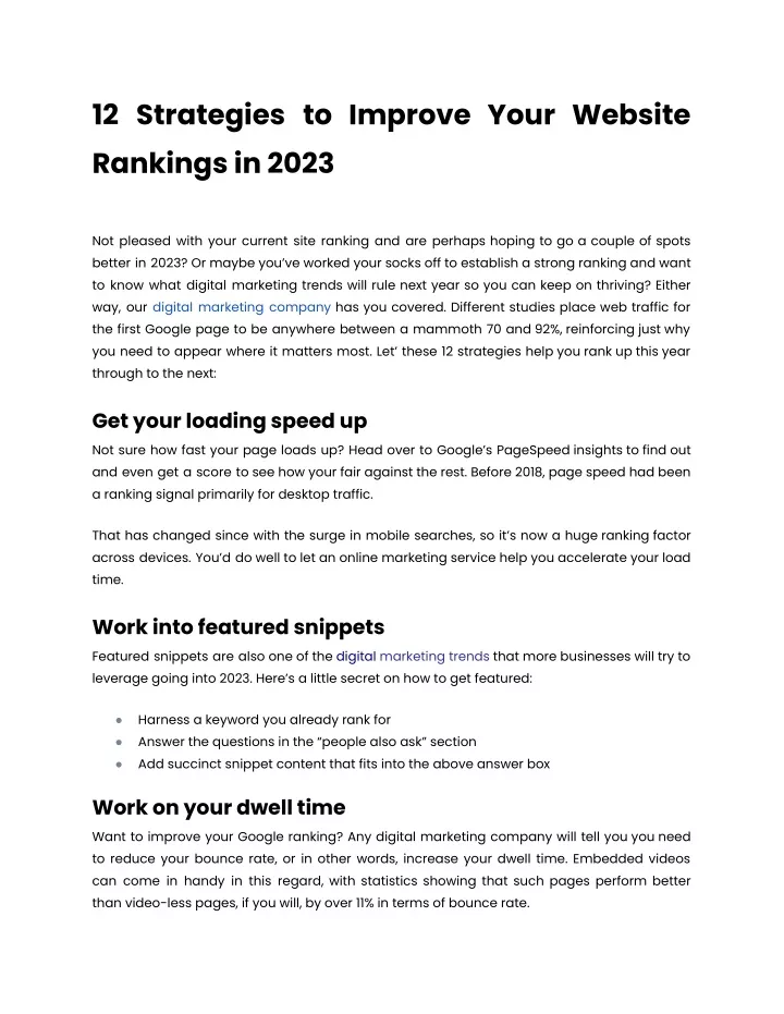 12 strategies to improve your website rankings