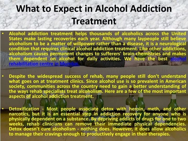what to expect in alcohol addiction treatment