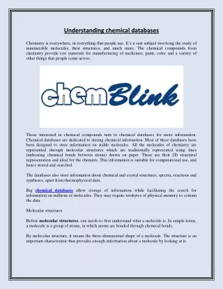 understanding chemical databases