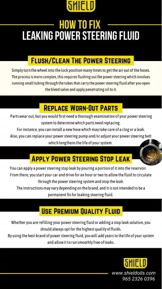 How To Fix Leaking Power Steering Fluid